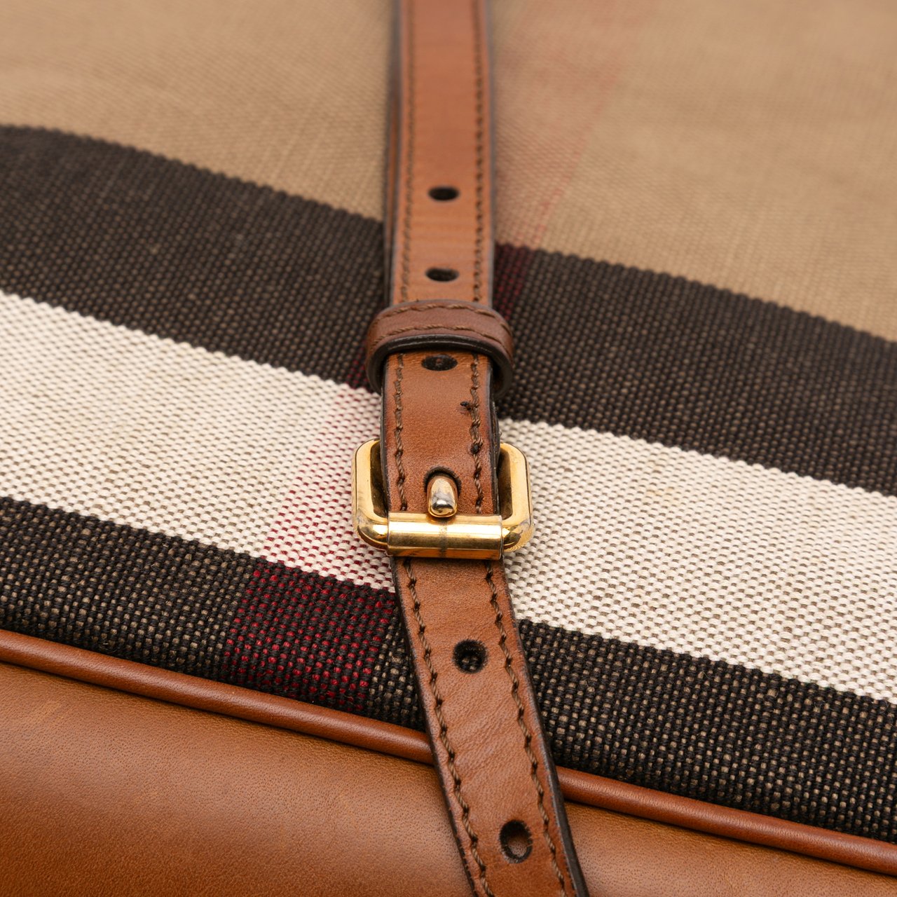 Burberry Medium Mega Check Canvas Bloomsbury Saddle Satchel Bruin
