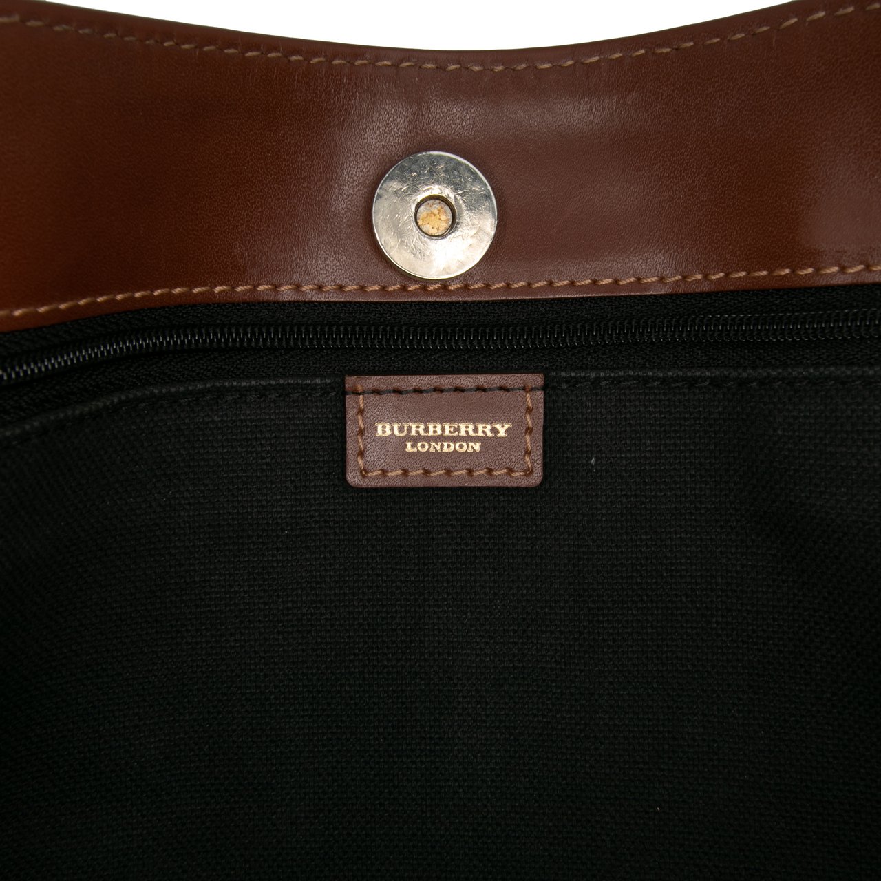 Burberry Haymarket Check Coated Canvas Tote Bruin