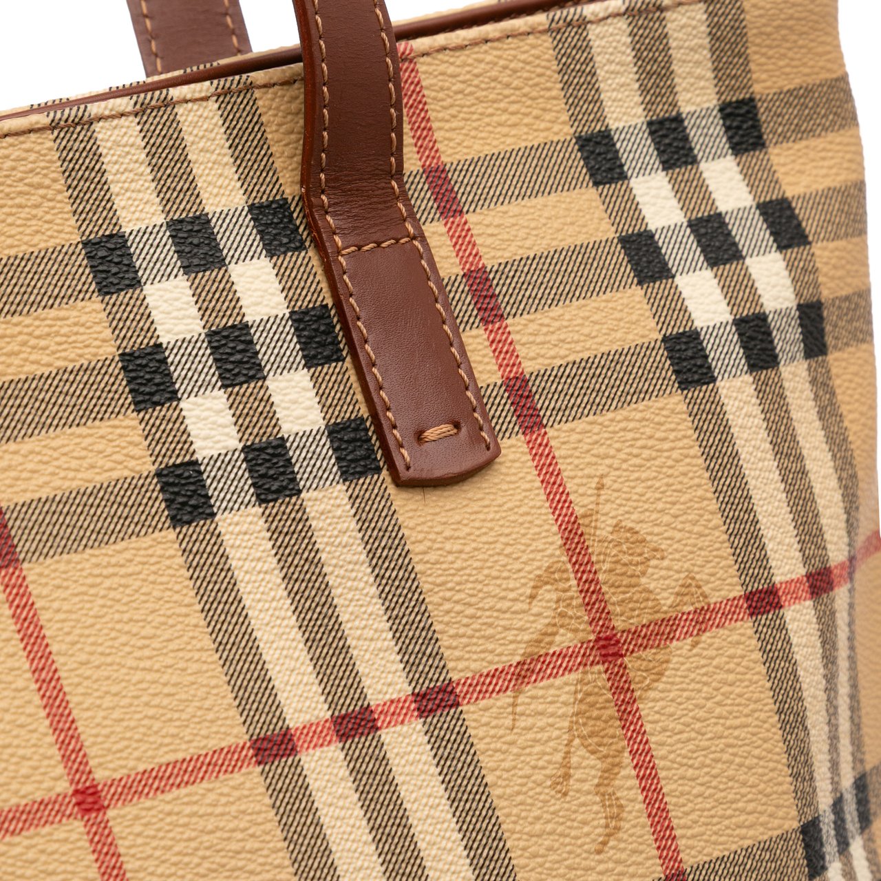 Burberry Haymarket Check Coated Canvas Tote Bruin