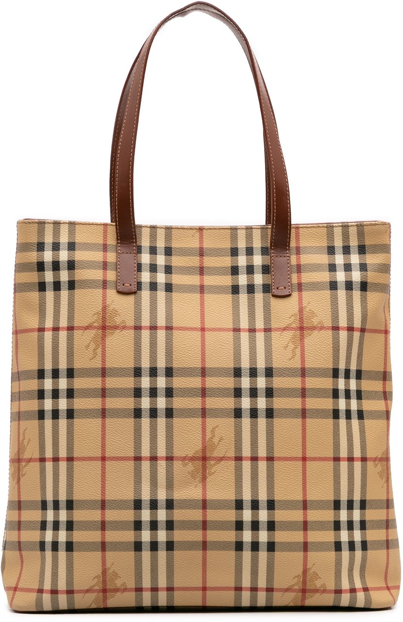 Burberry Haymarket Check Coated Canvas Tote Bruin