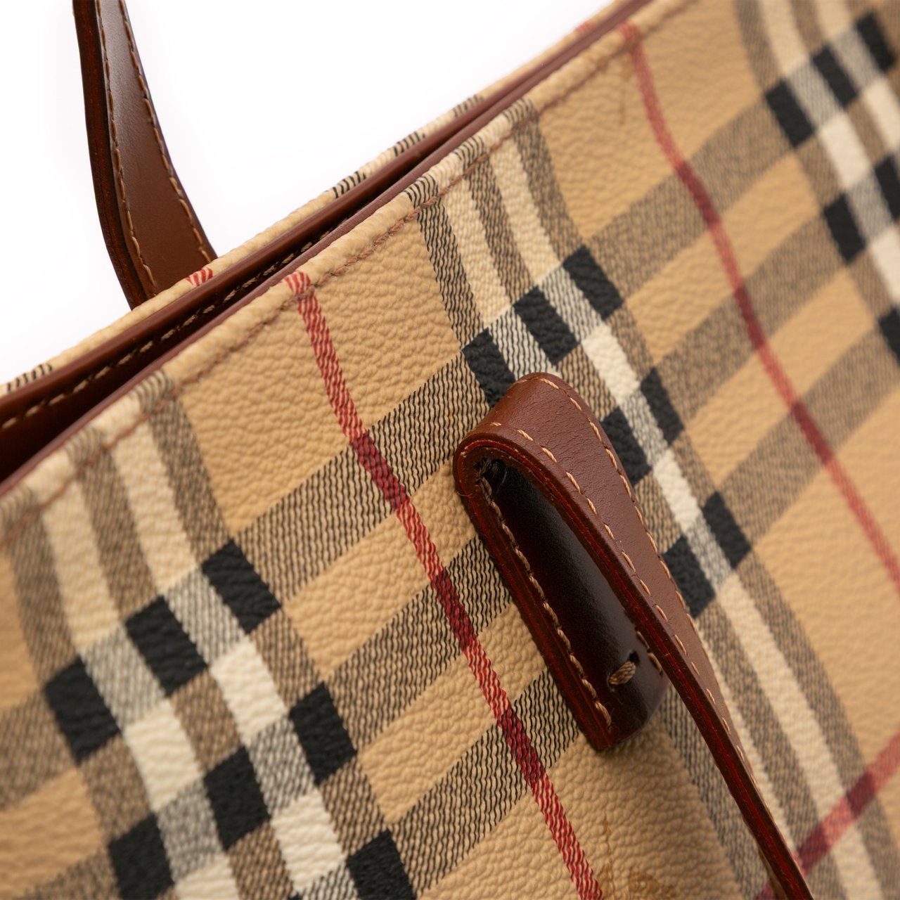 Burberry Haymarket Check Coated Canvas Tote Bruin