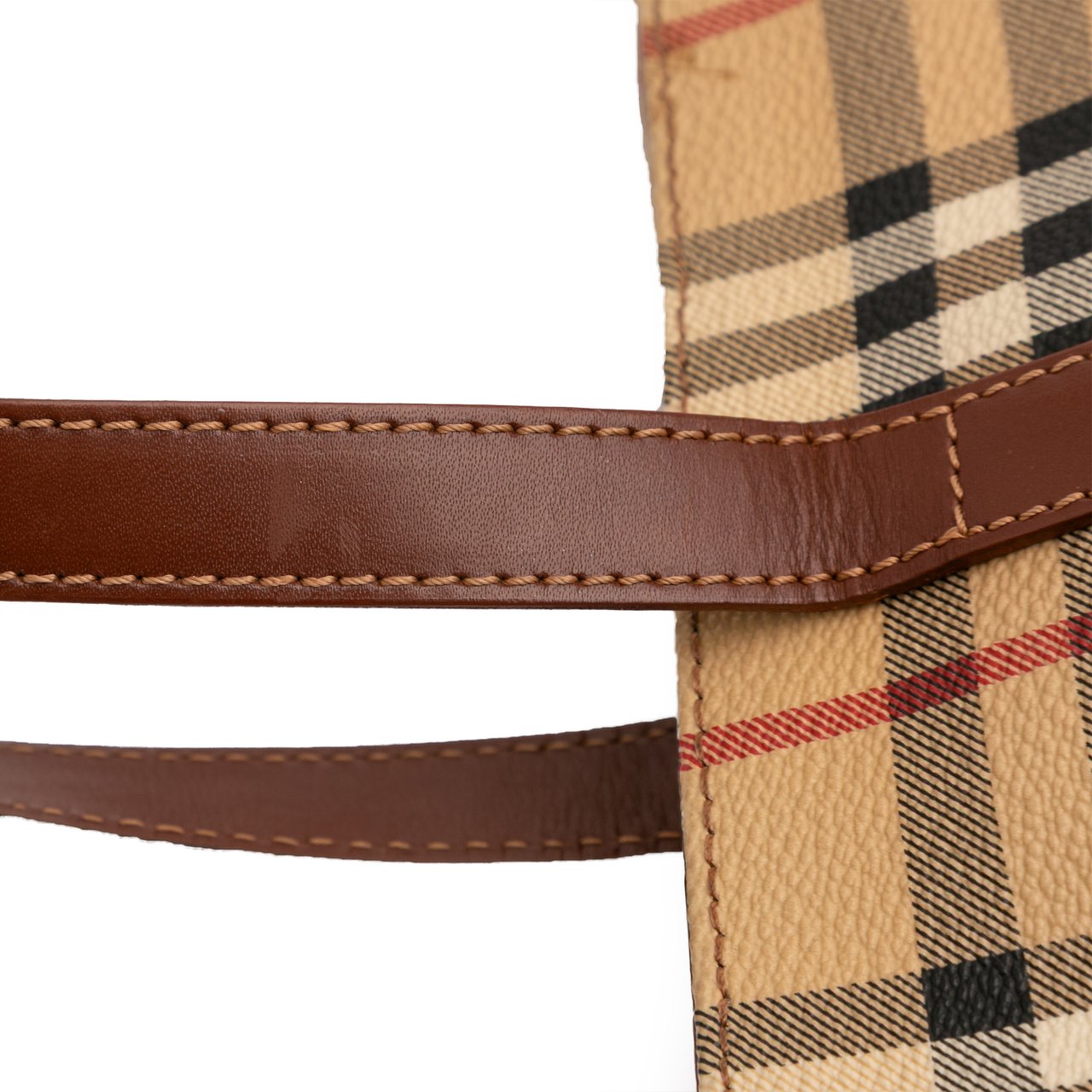 Burberry Haymarket Check Coated Canvas Tote Bruin