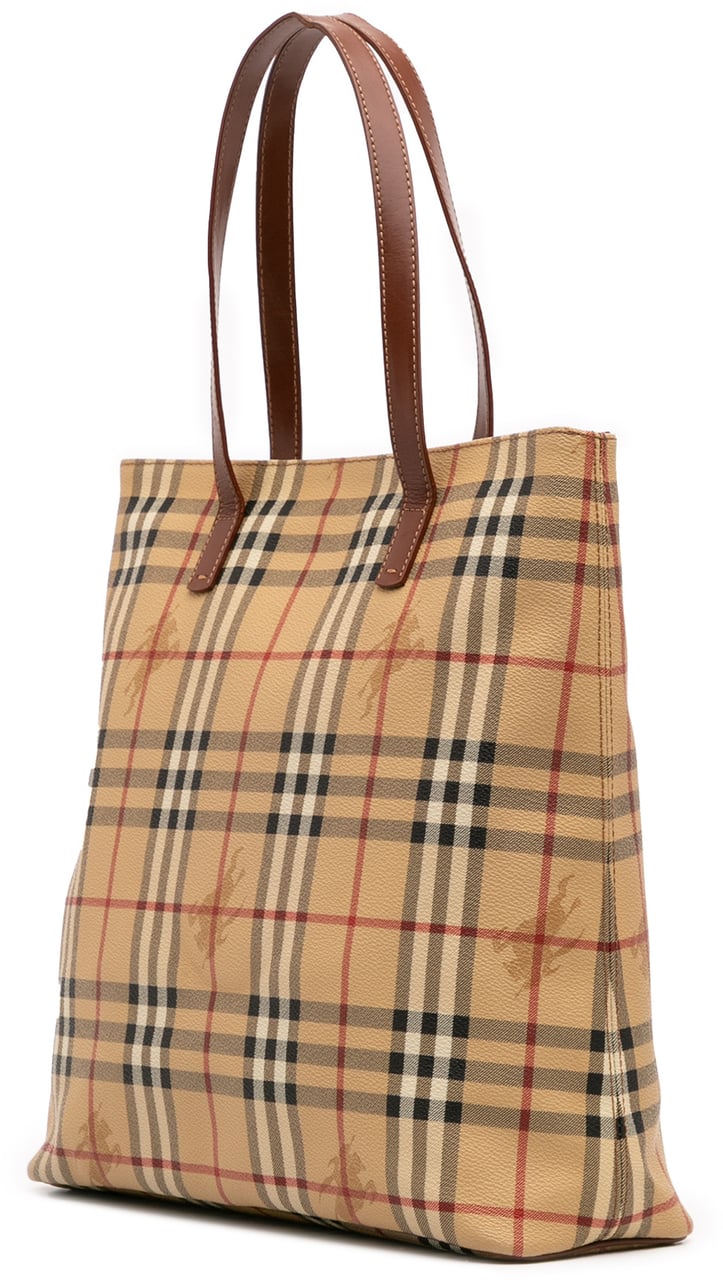 Burberry Haymarket Check Coated Canvas Tote Bruin