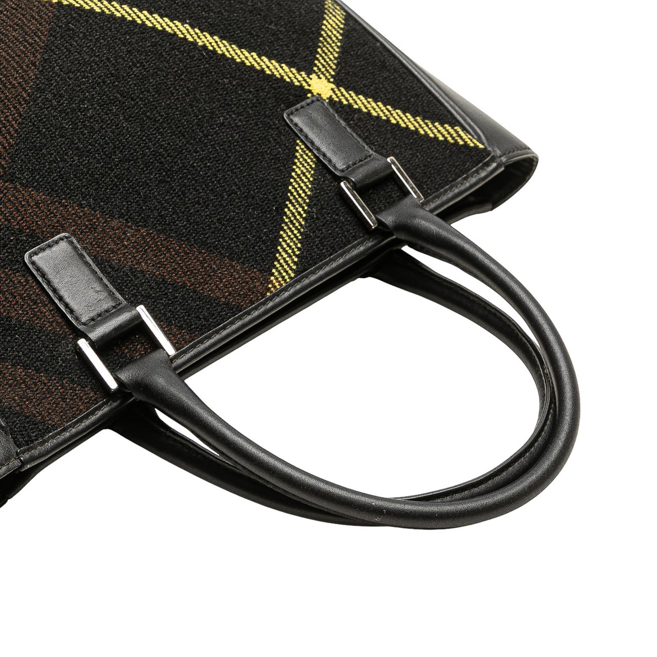 Burberry Superenova Check Wool Tote Zwart