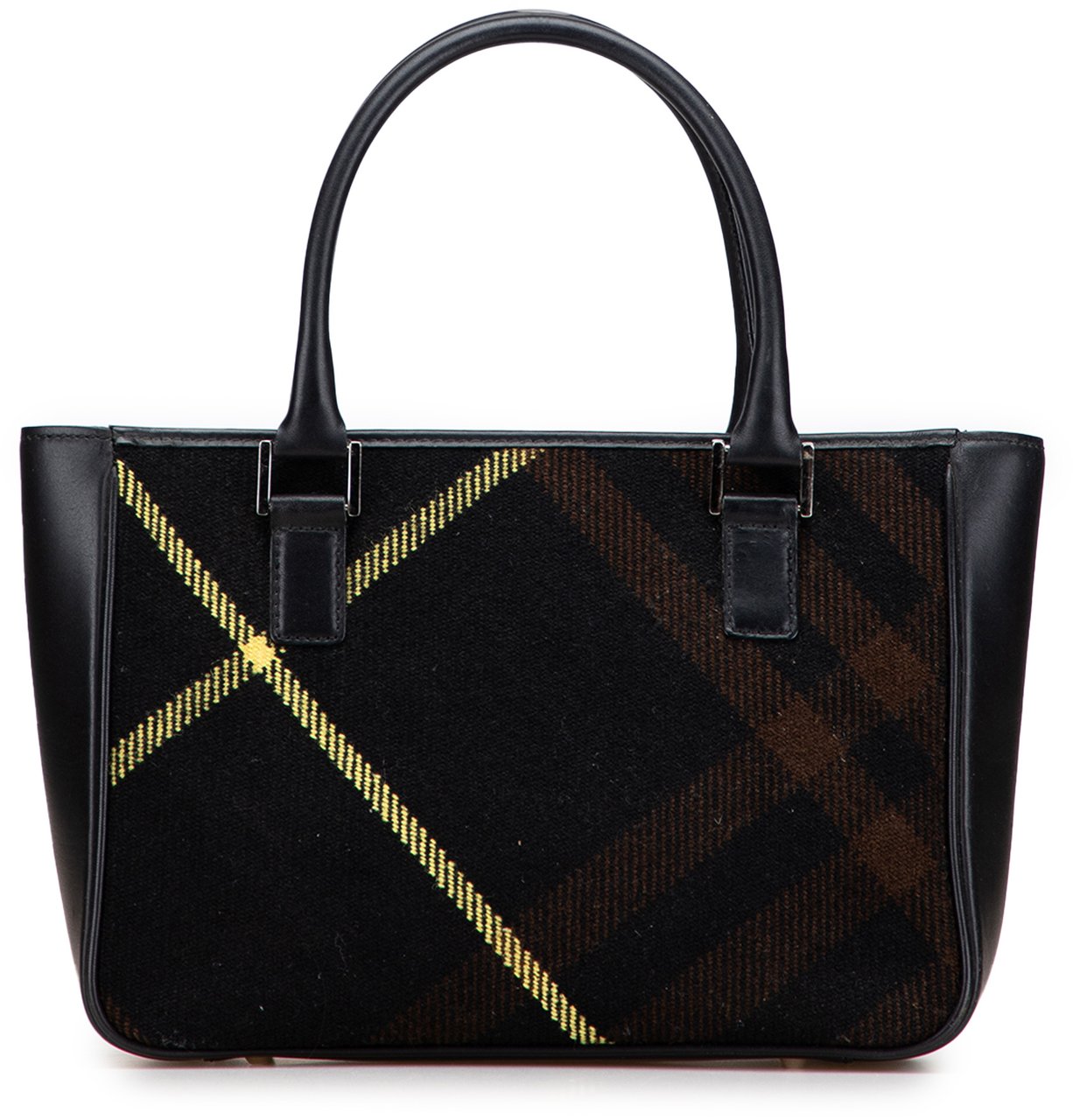 Burberry Superenova Check Wool Tote Zwart