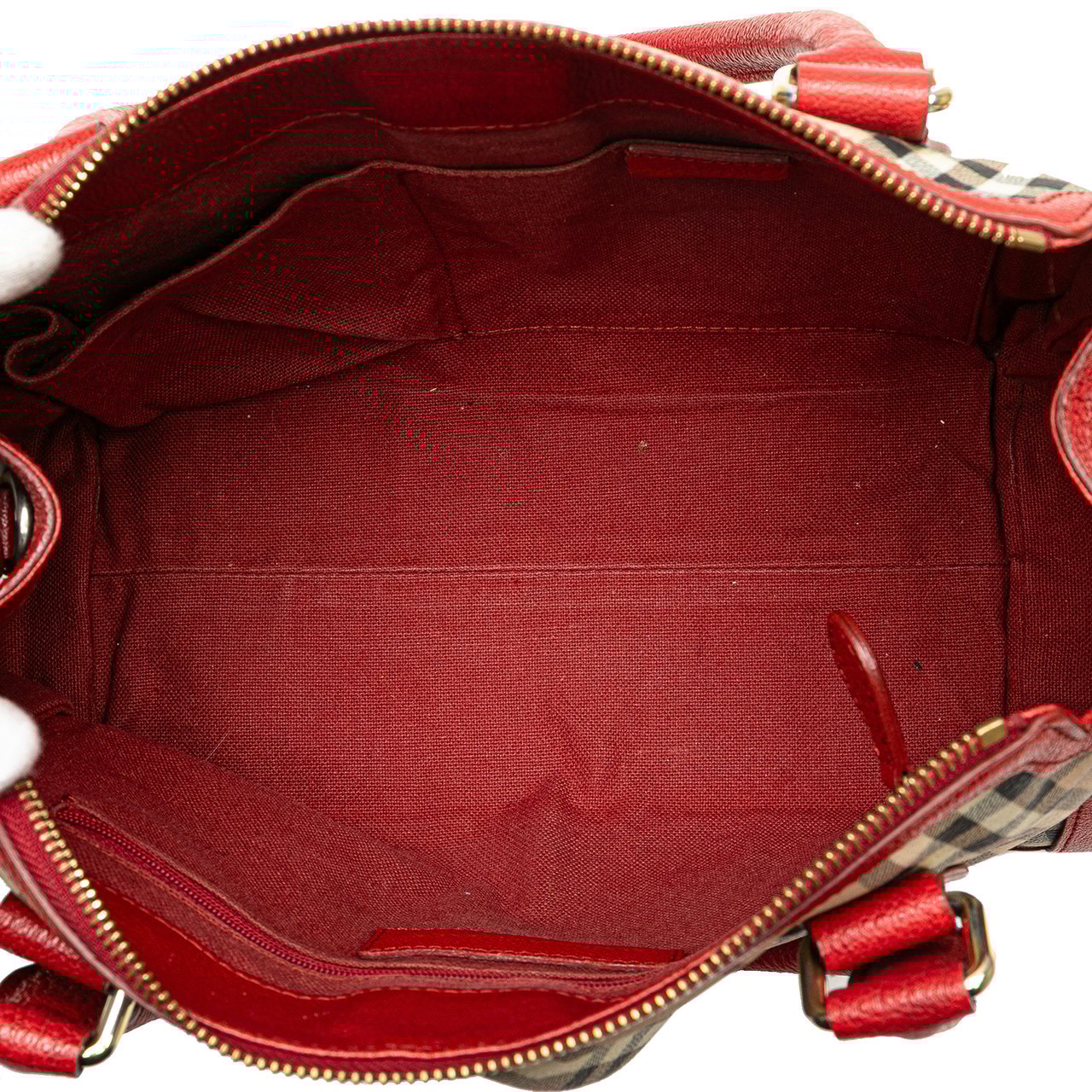 Burberry Haymarket Check Coated Canvas Satchel Bruin