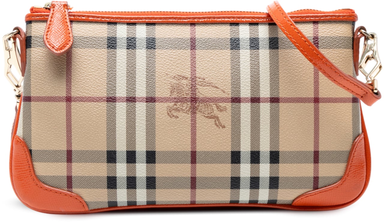 Burberry Haymarket Check Coated Canvas Peyton Crossbody Bruin