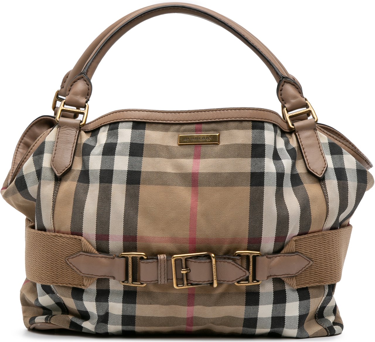 Burberry Large House Check Canvas Aurelia Satchel Bruin