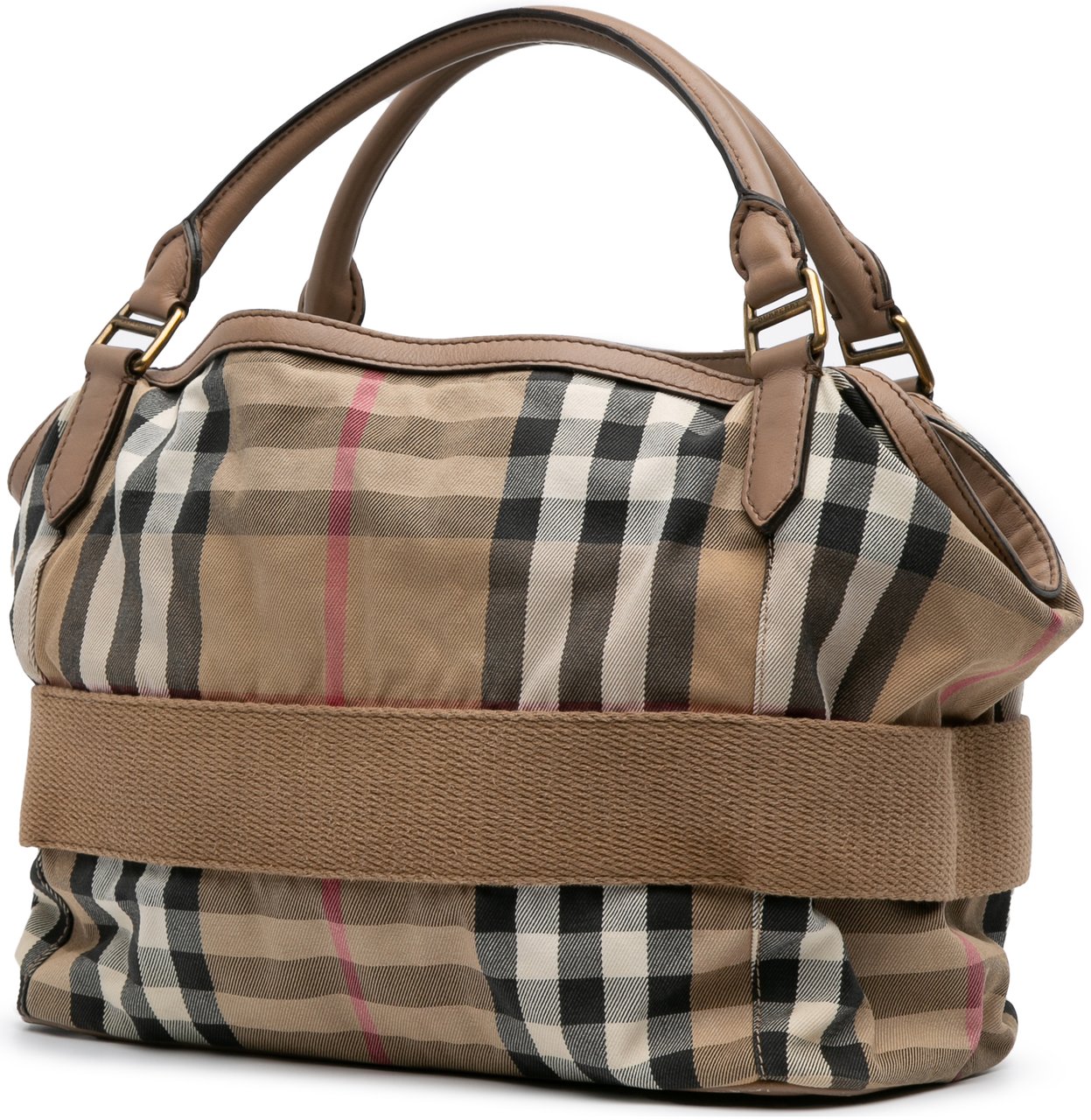 Burberry Large House Check Canvas Aurelia Satchel Bruin
