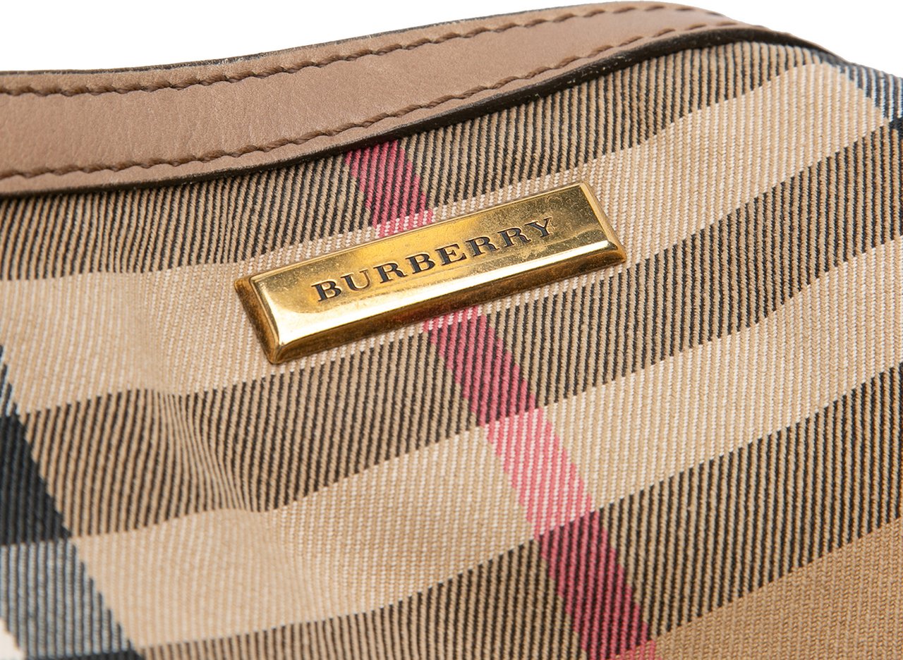 Burberry Large House Check Canvas Aurelia Satchel Bruin