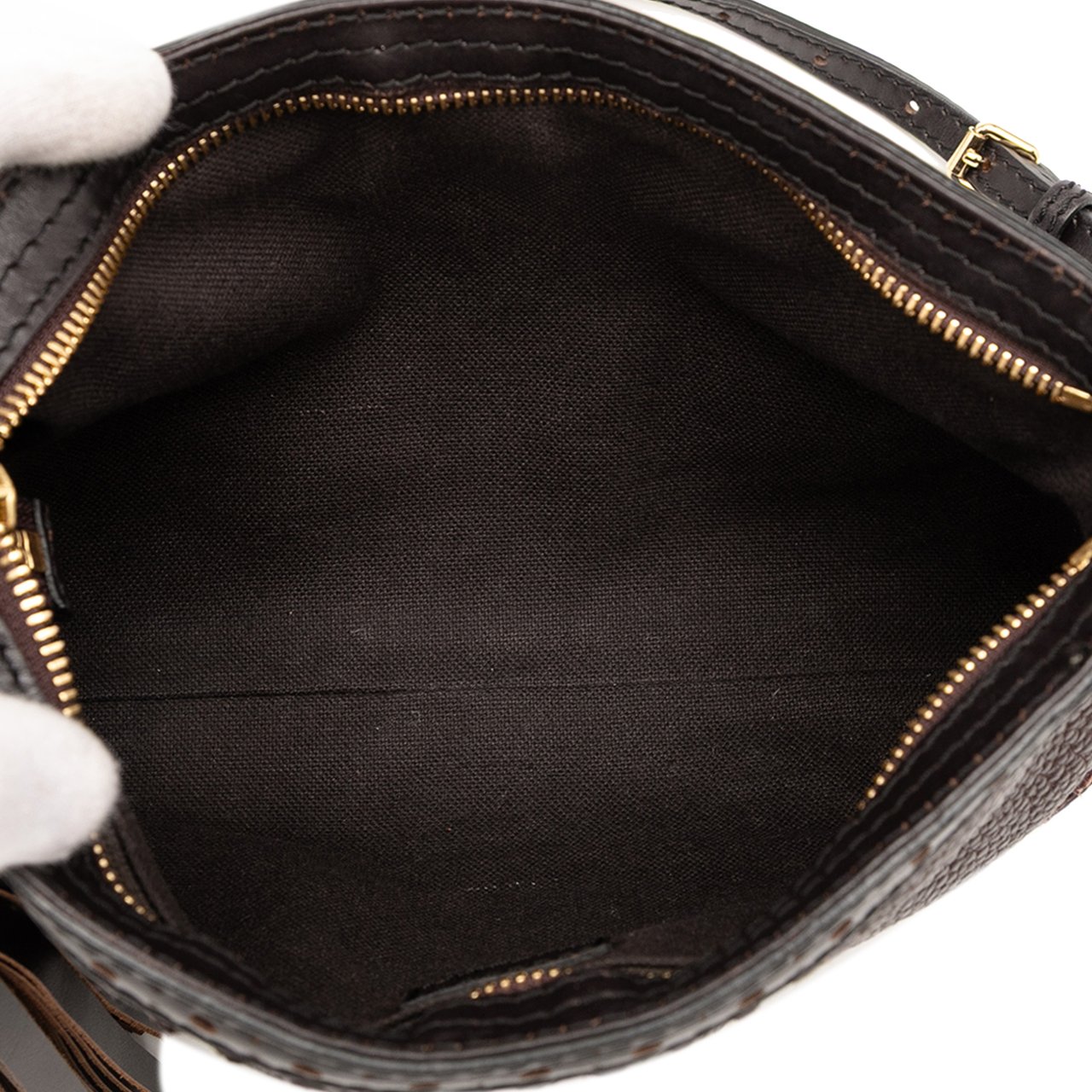 Burberry Leather Tassel Brogue Crossbody Bruin