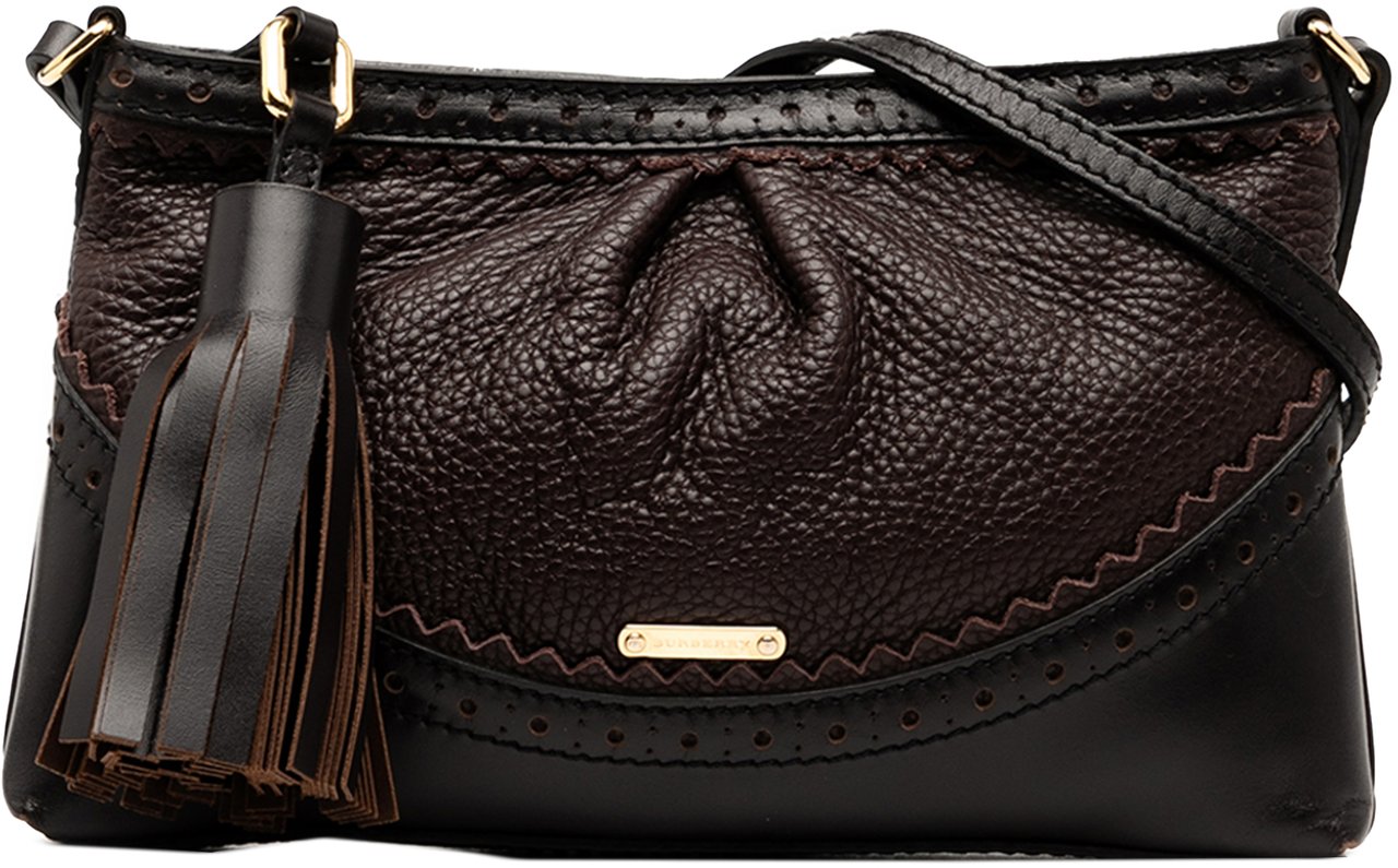 Burberry Leather Tassel Brogue Crossbody Bruin