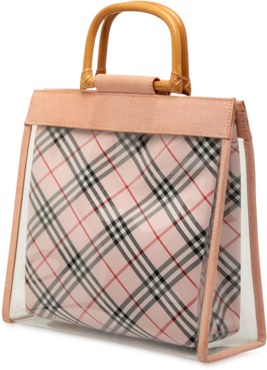 Burberry Vinyl And Nova Check Canvas Bamboo Tote Bruin