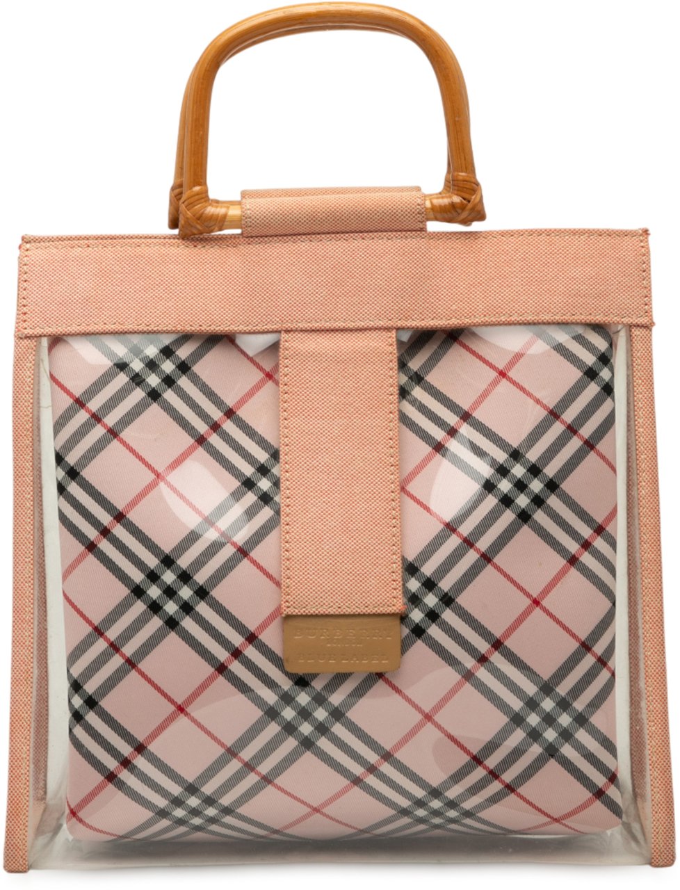 Burberry Vinyl And Nova Check Canvas Bamboo Tote Bruin