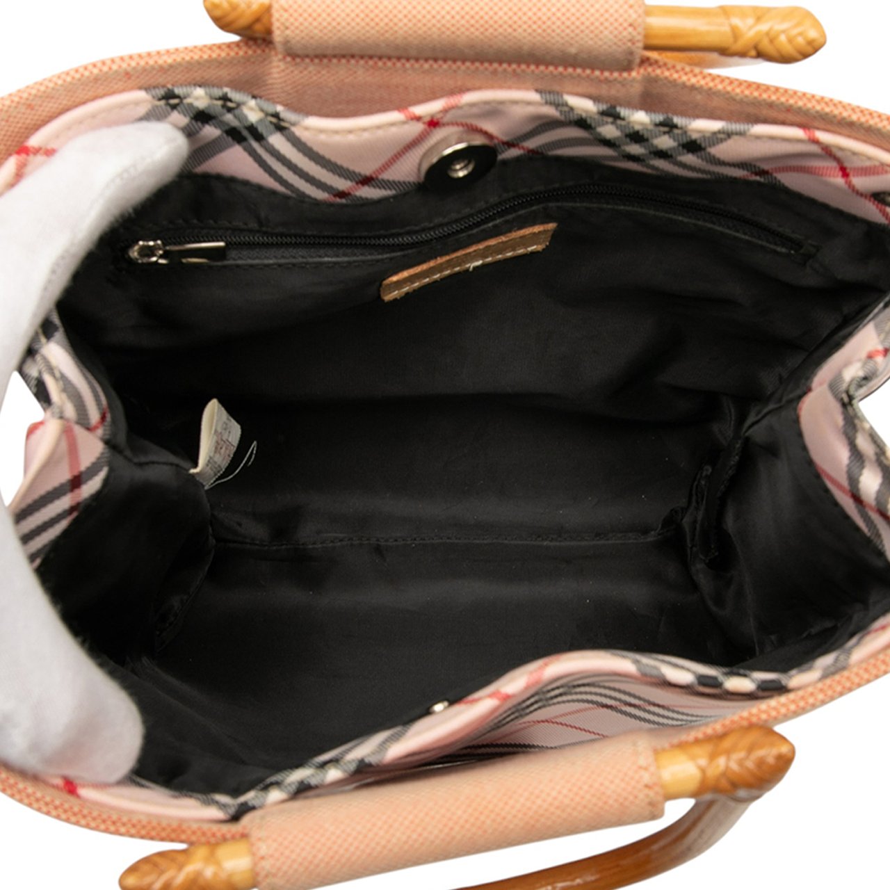 Burberry Vinyl And Nova Check Canvas Bamboo Tote Bruin