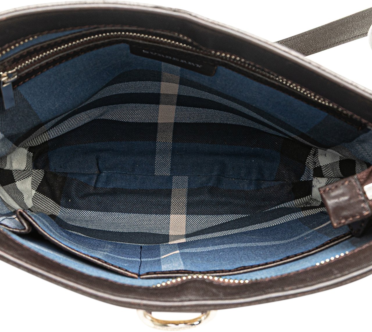 Burberry Leather Trimmed Raffia Crossbody Bruin