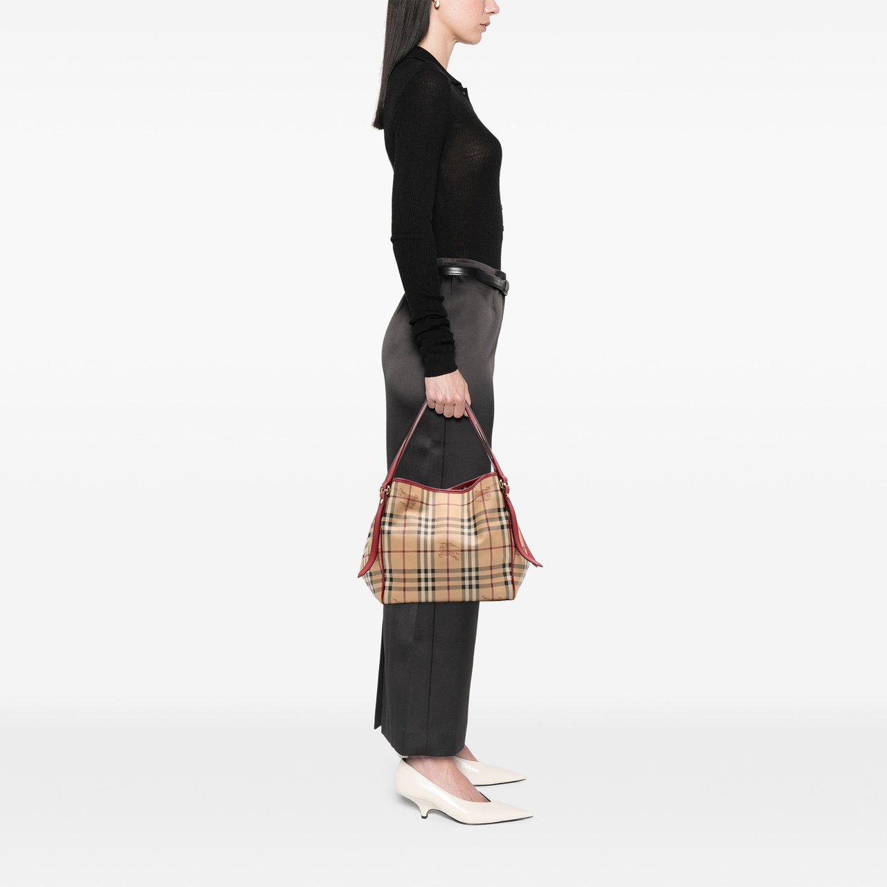Burberry Small Haymarket Check Coated Canvas Canterbury Tote Bruin