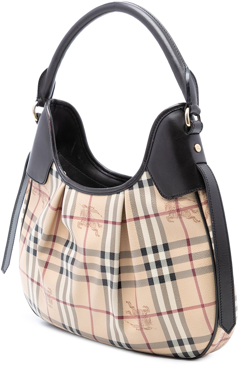 Burberry Haymarket Check Coated Canvas Brooklyn Hobo Bruin