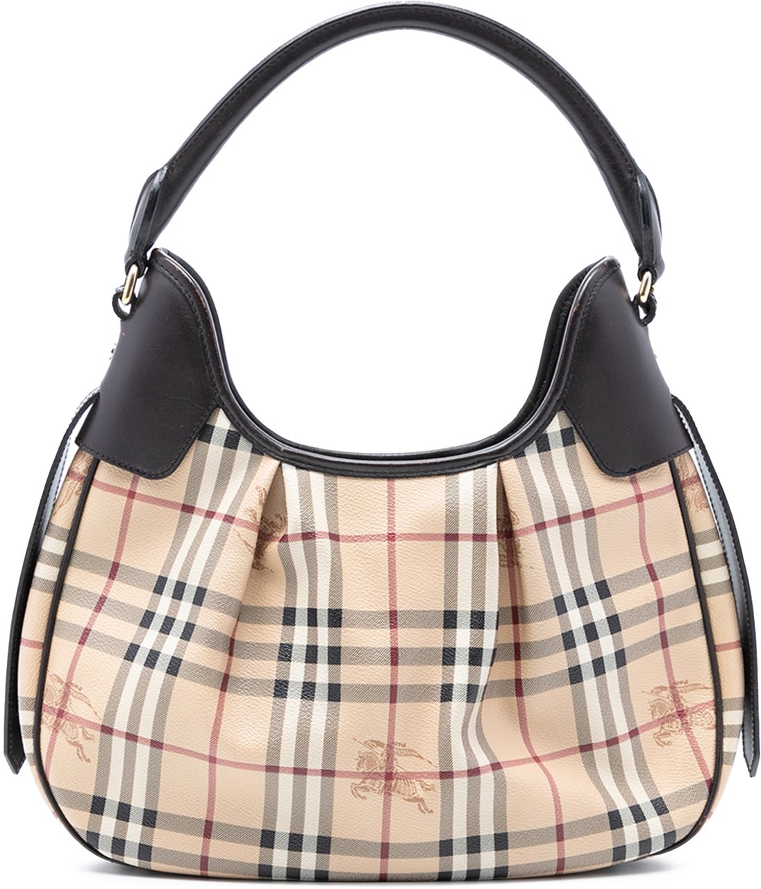 Burberry Haymarket Check Coated Canvas Brooklyn Hobo Bruin