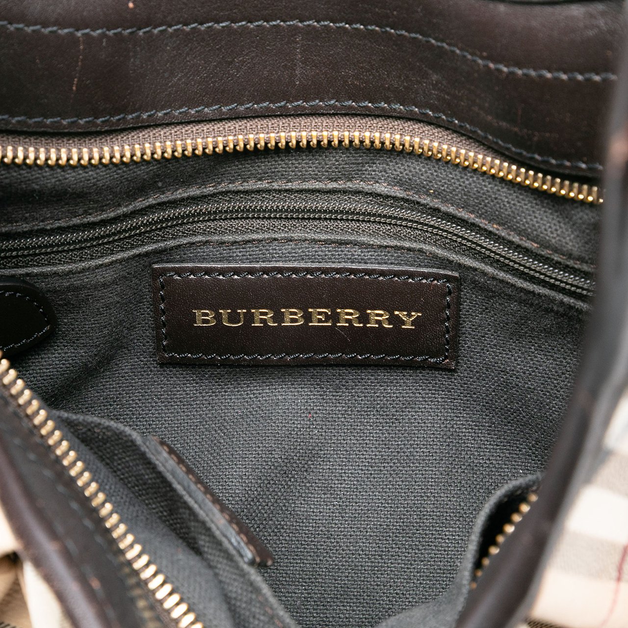 Burberry Haymarket Check Coated Canvas Brooklyn Hobo Bruin