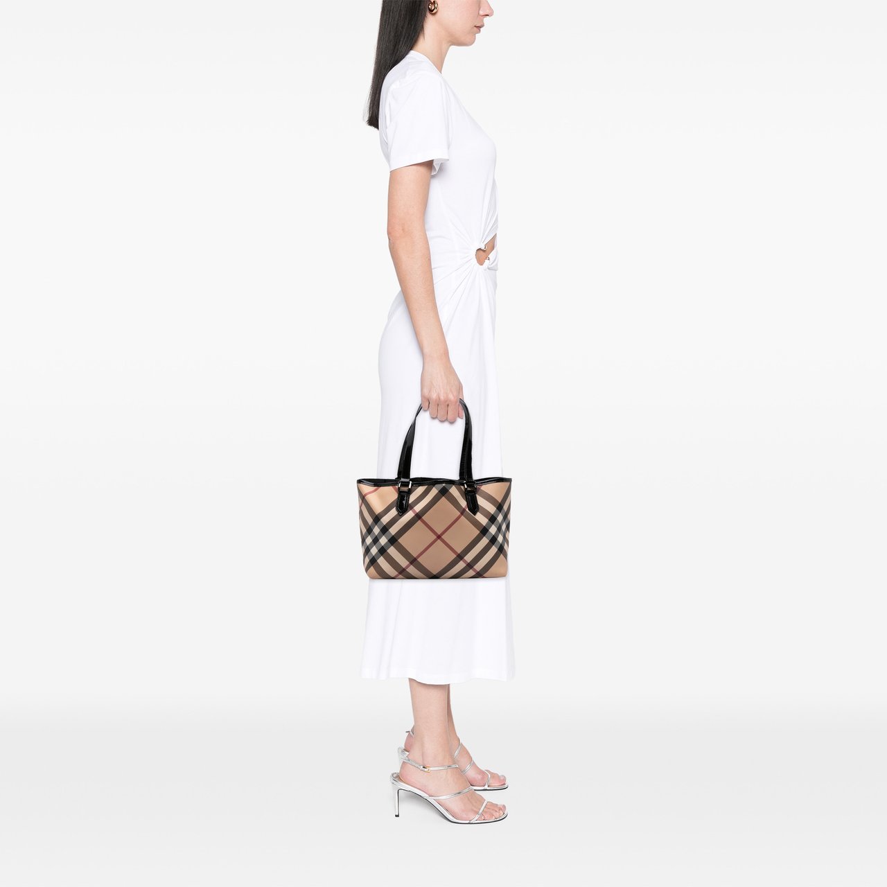 Burberry Supernova Check Coated Canvas Tote Bruin