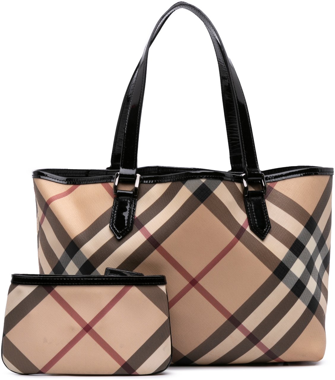Burberry Supernova Check Coated Canvas Tote Bruin