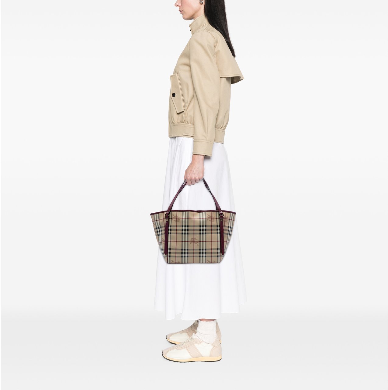 Burberry Small Haymarket Check Coated Canvas Canterbury Tote Bruin