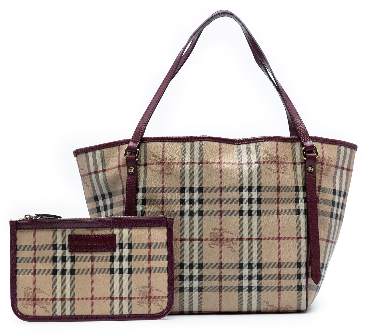 Burberry Small Haymarket Check Coated Canvas Canterbury Tote Bruin