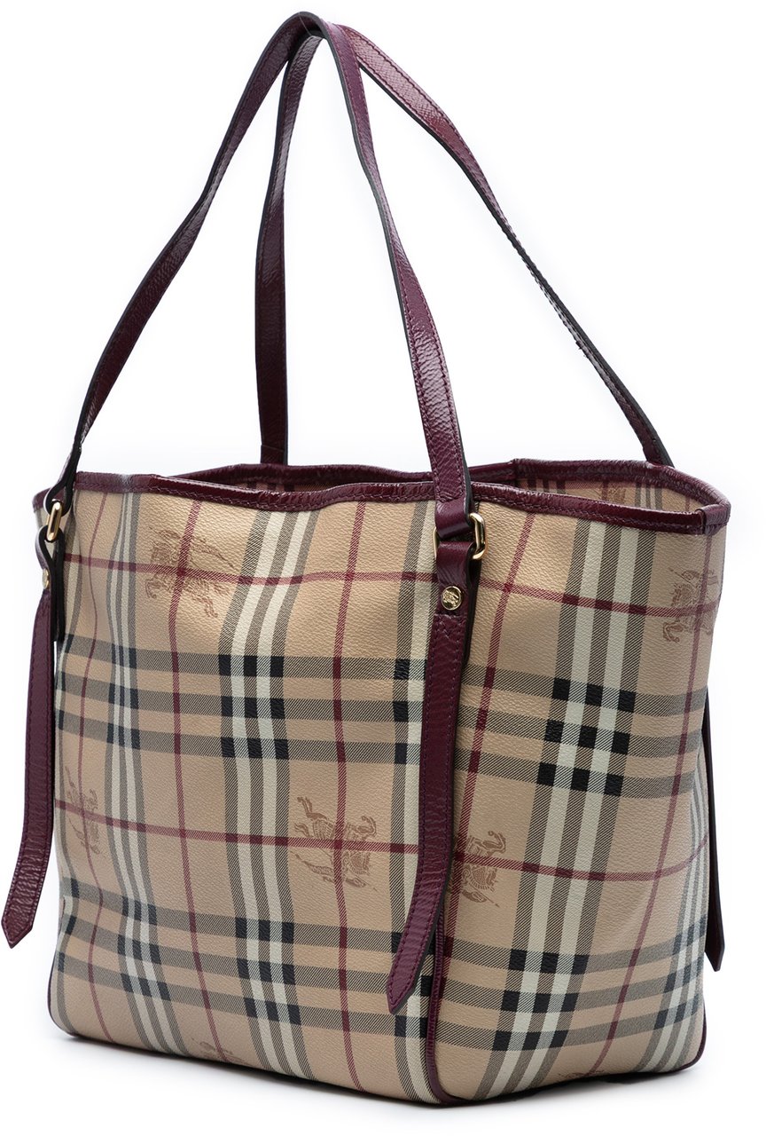 Burberry Small Haymarket Check Coated Canvas Canterbury Tote Bruin