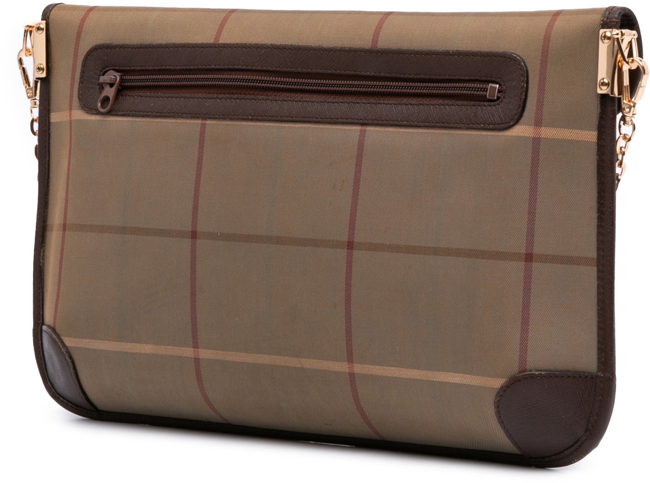 Burberry Vintage Check Canvas Flap Satchel Bruin