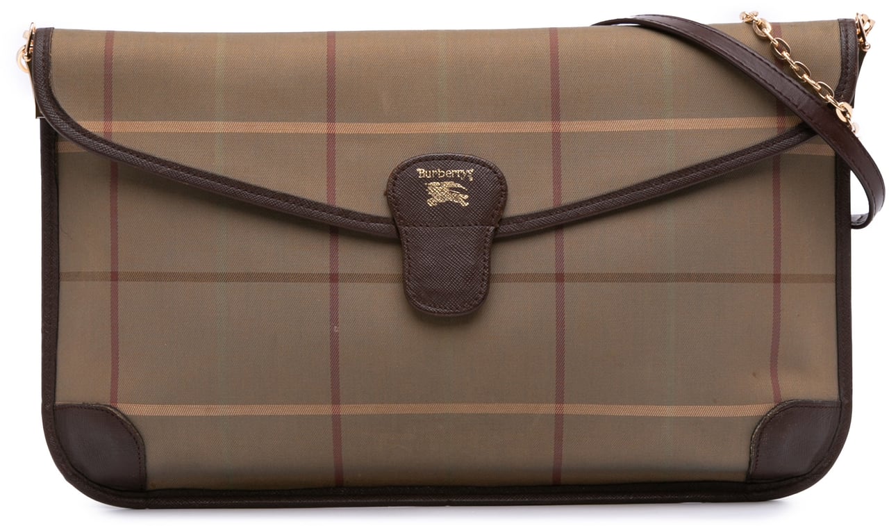 Burberry Vintage Check Canvas Flap Satchel Bruin