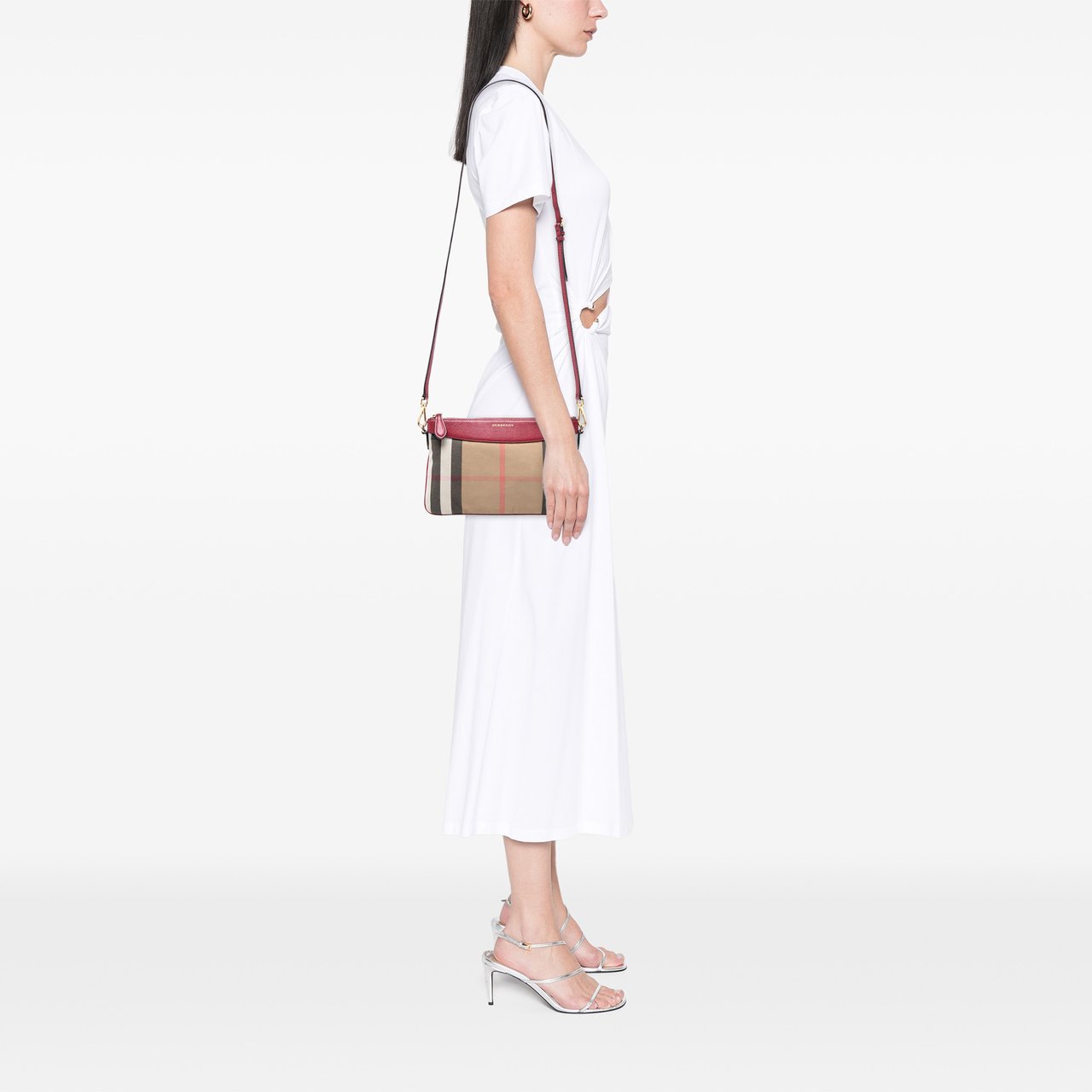 Burberry House Check Canvas Derby Peyton Crossbody Bruin