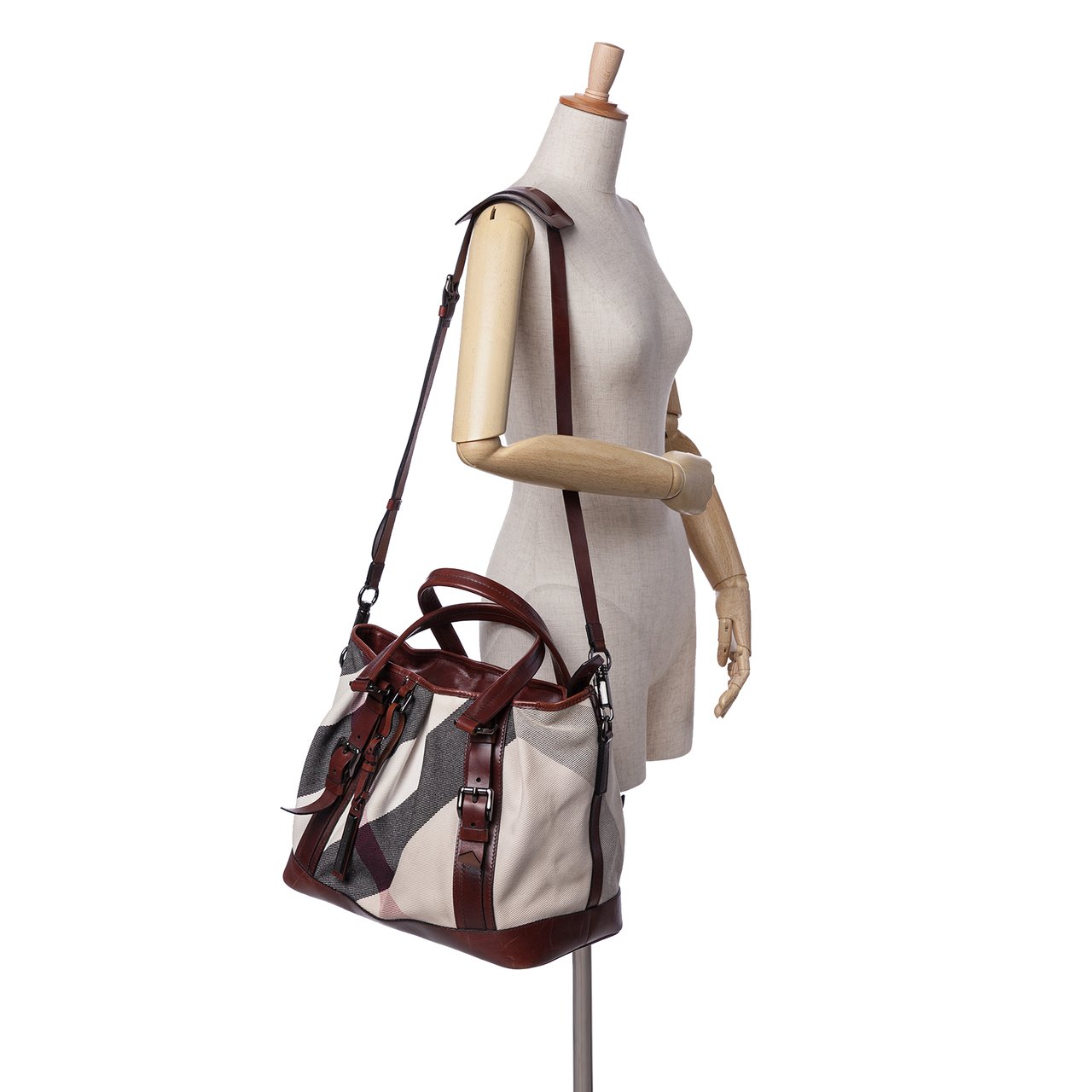 Burberry Mega Check Canvas Lowry Satchel Bruin