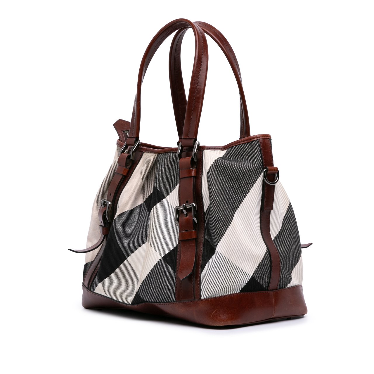 Burberry Mega Check Canvas Lowry Satchel Bruin