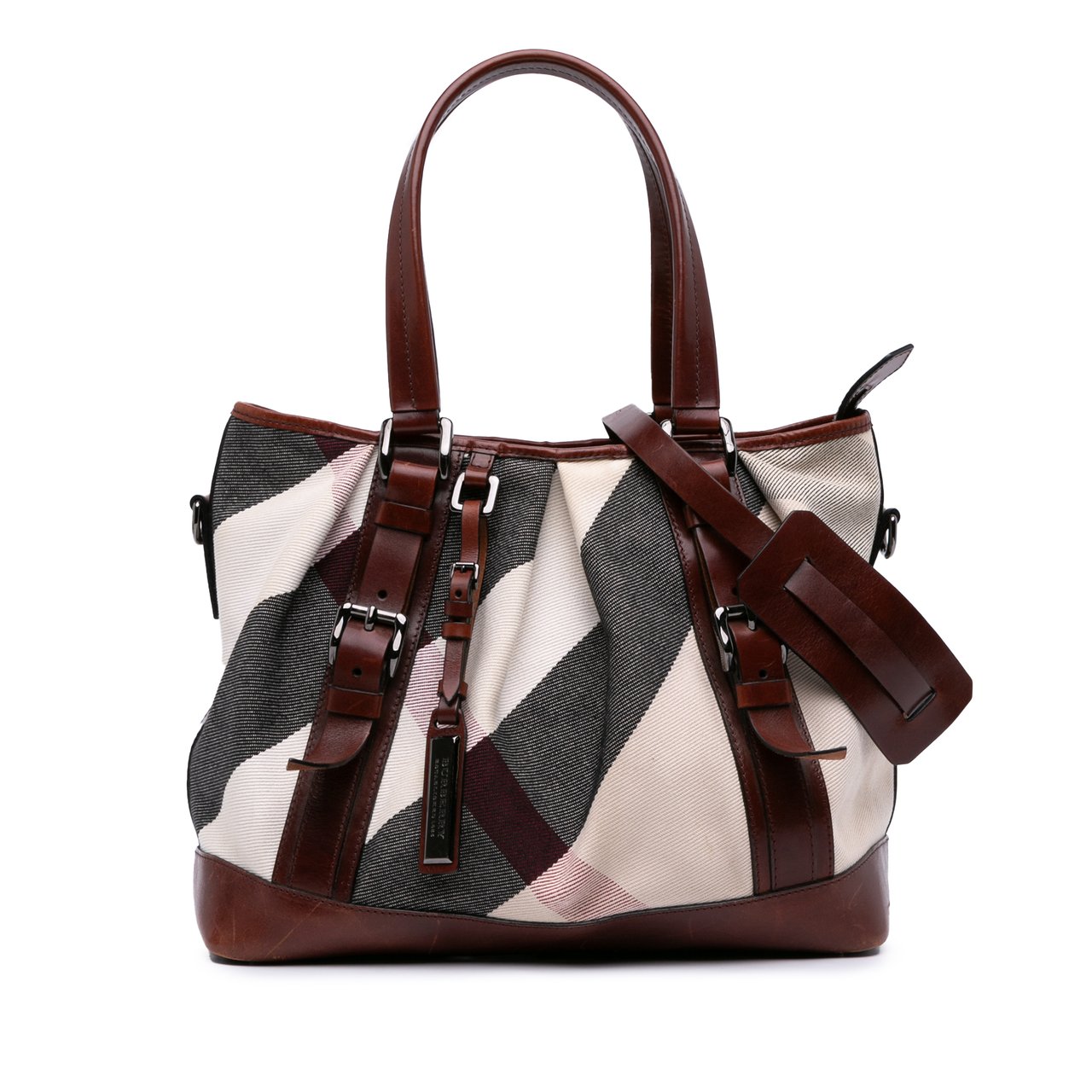 Burberry Mega Check Canvas Lowry Satchel Bruin