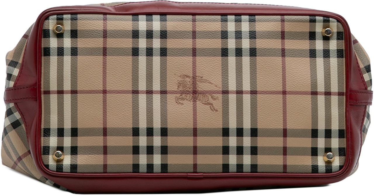 Burberry Haymarket Check Coated Canvas Golderton Satchel Bruin
