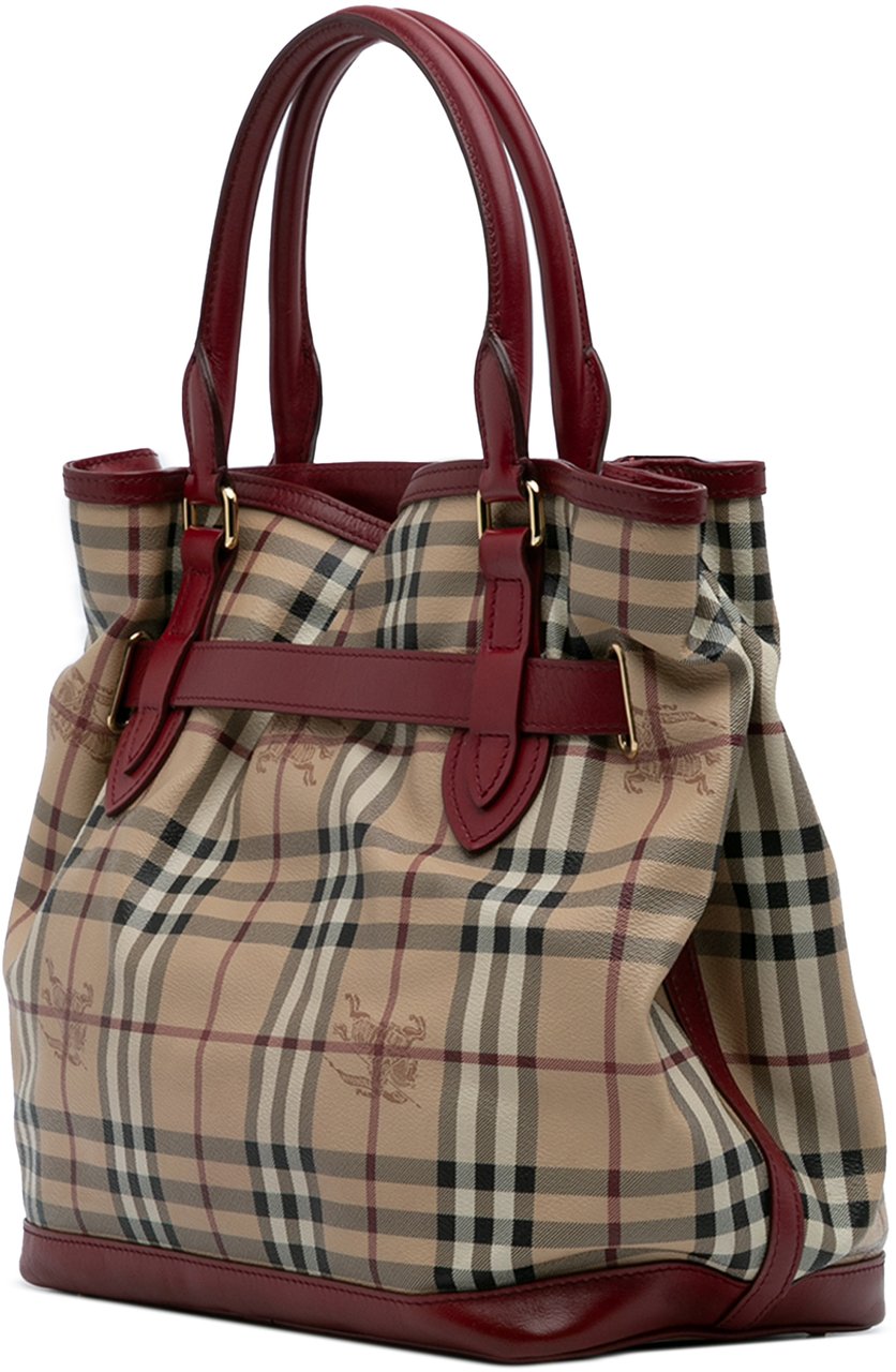 Burberry Haymarket Check Coated Canvas Golderton Satchel Bruin
