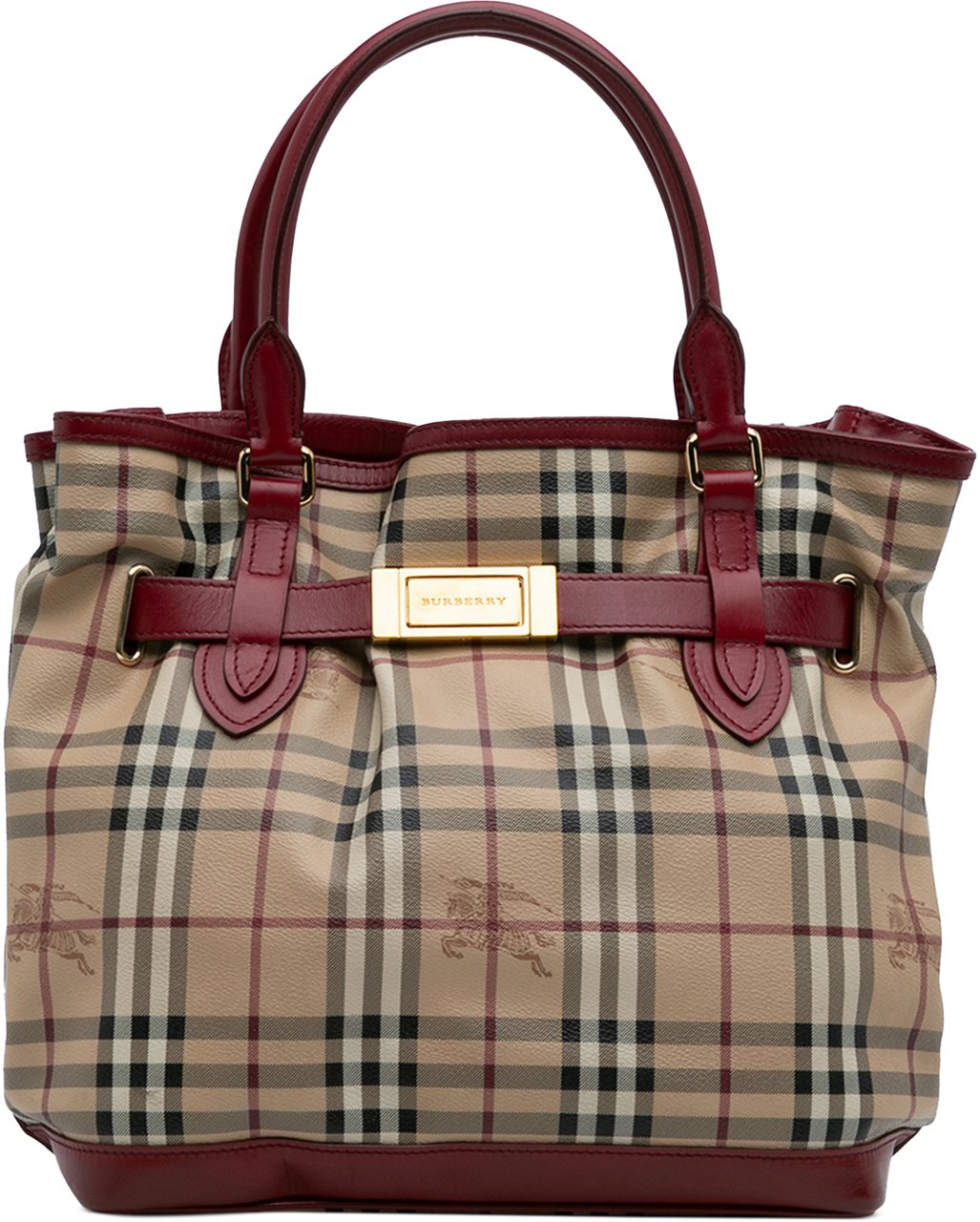 Burberry Haymarket Check Coated Canvas Golderton Satchel Bruin