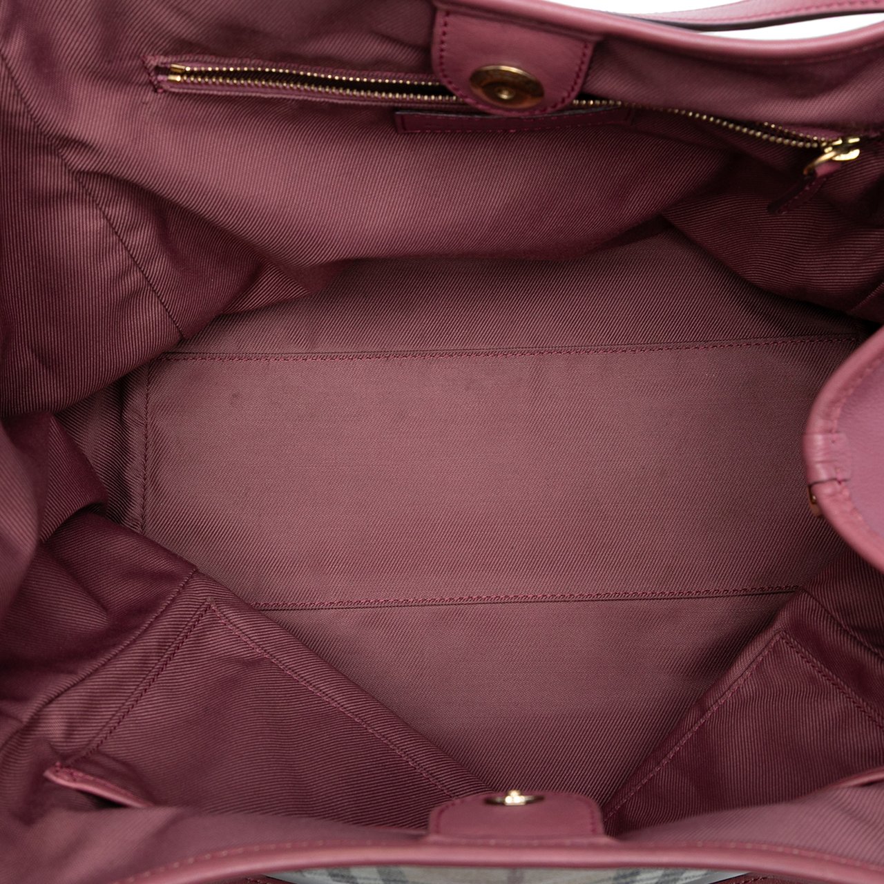 Burberry Small Leather Trimmed Haymarket Check Coated Canvas Canterbury Bow Tote Bruin