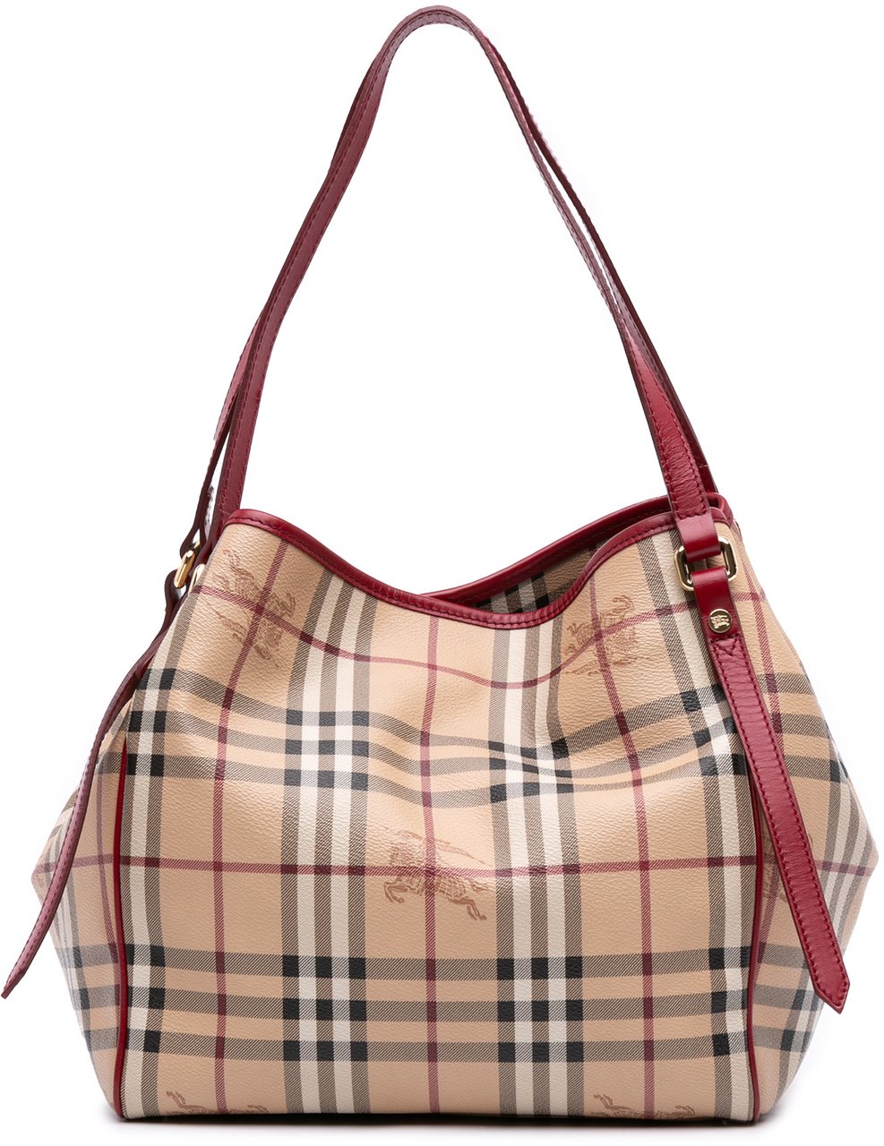 Burberry Small Haymarket Check Coated Canvas Canterbury Tote Bruin
