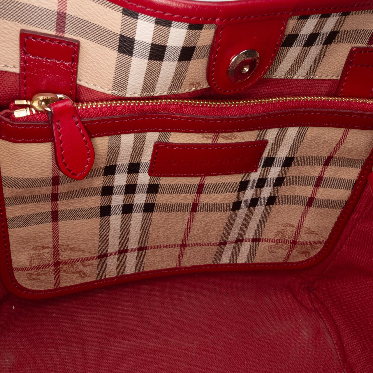 Burberry Small Haymarket Check Coated Canvas Canterbury Tote Bruin