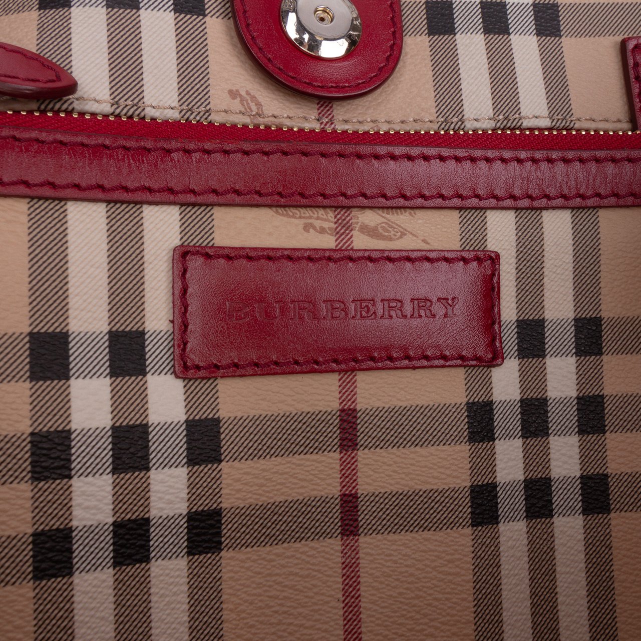 Burberry Small Haymarket Check Coated Canvas Canterbury Tote Bruin