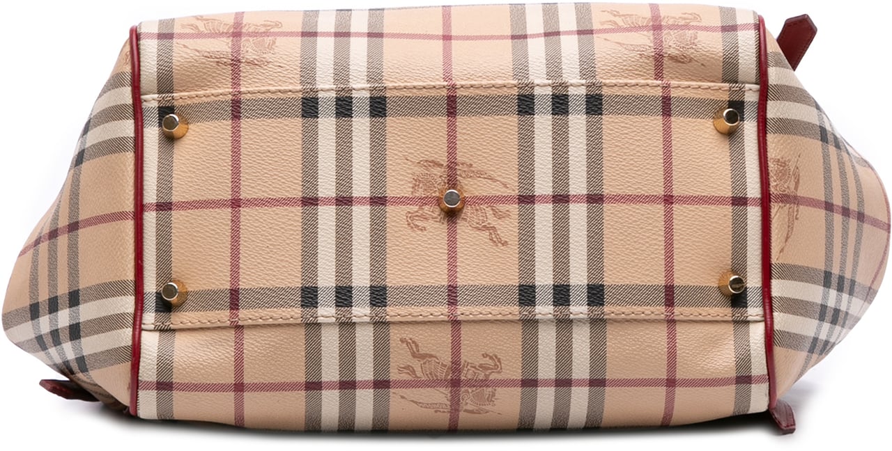 Burberry Small Haymarket Check Coated Canvas Canterbury Tote Bruin