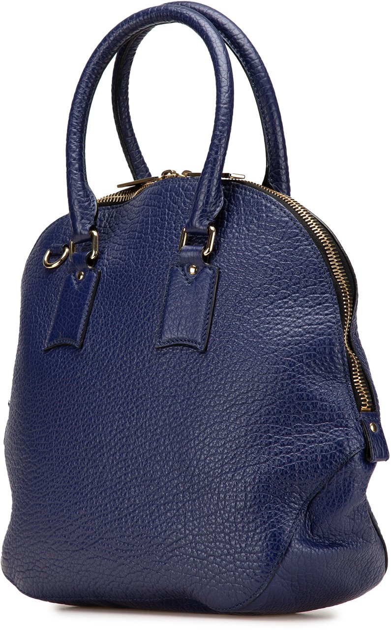 Burberry Large Grained Calfskin Heritage Orchard Bowling Bag Blauw