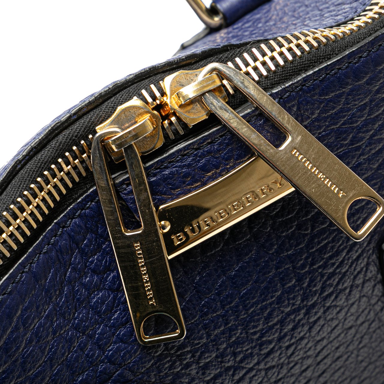 Burberry Large Grained Calfskin Heritage Orchard Bowling Bag Blauw