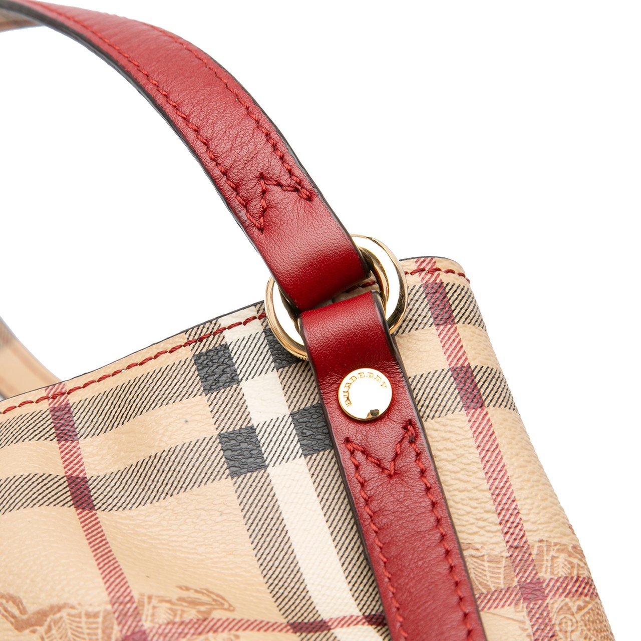 Burberry Small Leather Trimmed Haymarket Check Coated Canvas Canterbury Tote Bruin