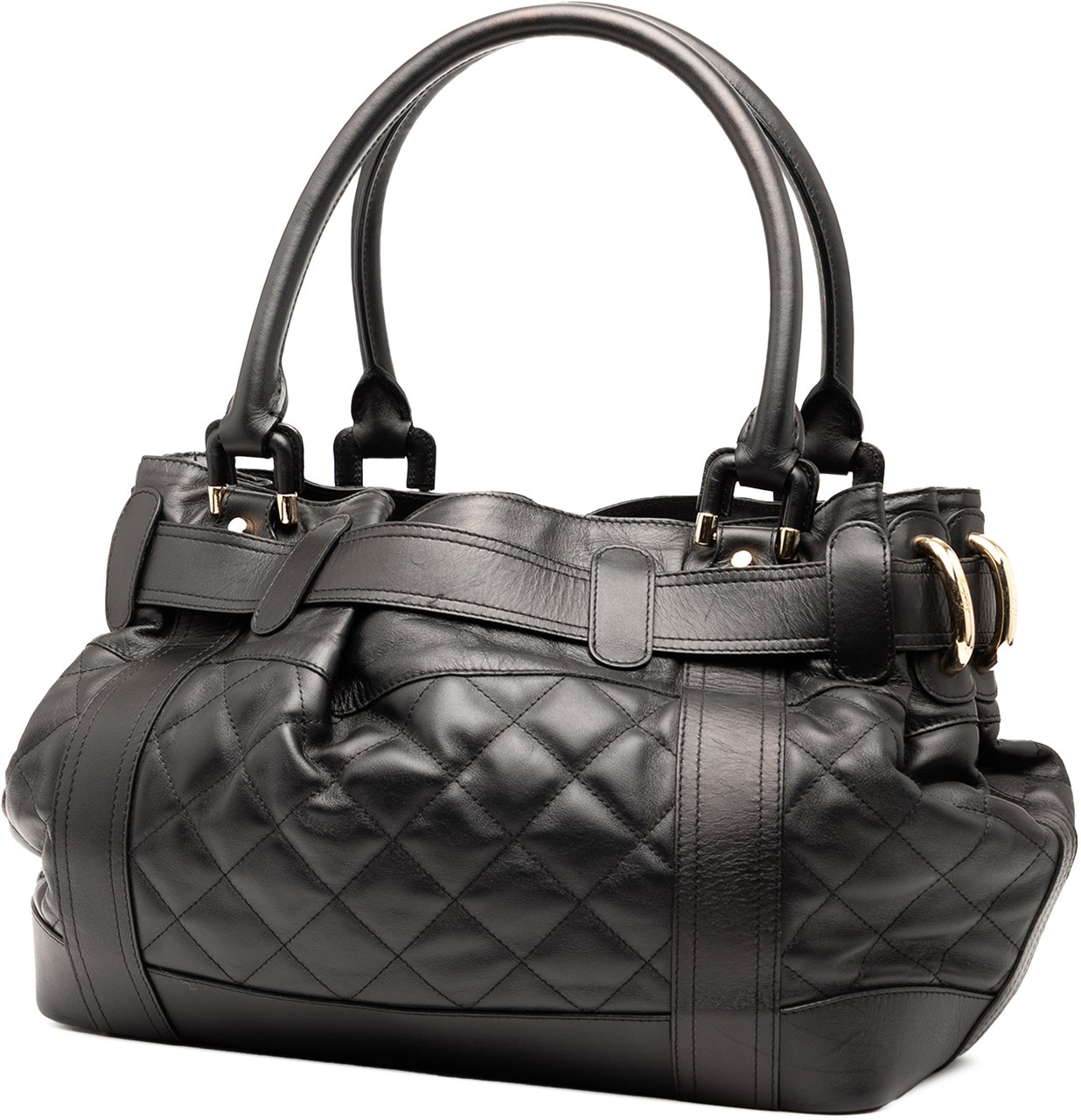 Burberry Large Quilted Leather Beaton Tote Zwart