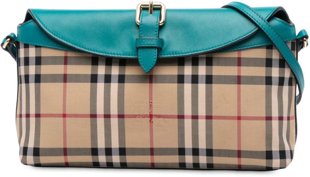 Burberry Haymarket Check Coated Canvas Leah Crossbody Bruin