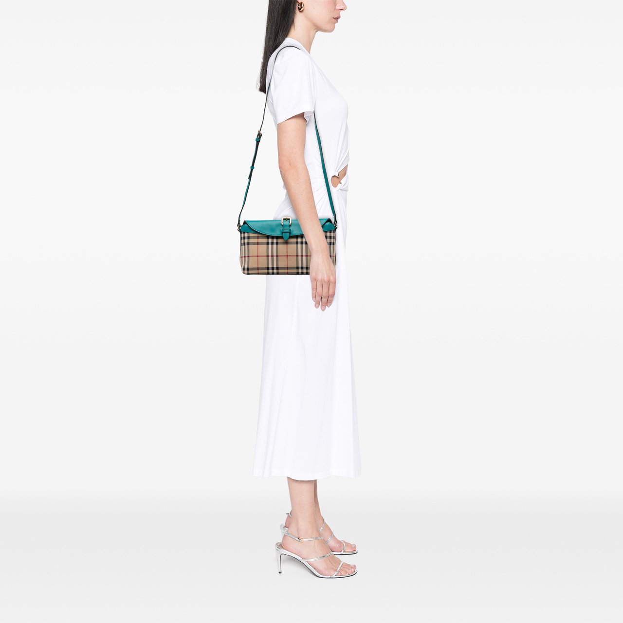 Burberry Haymarket Check Coated Canvas Leah Crossbody Bruin