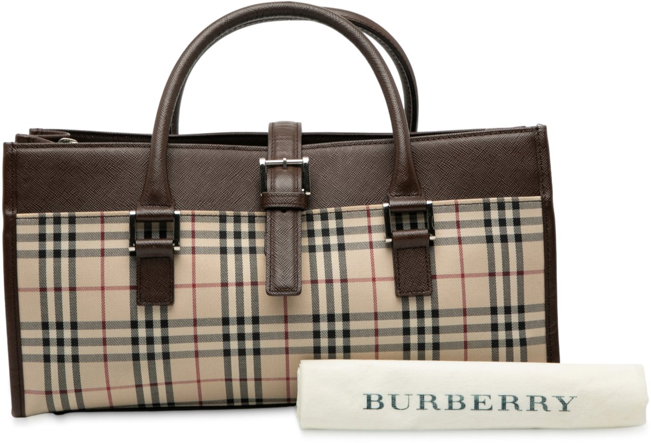 Burberry House Check Canvas Handbag Bruin